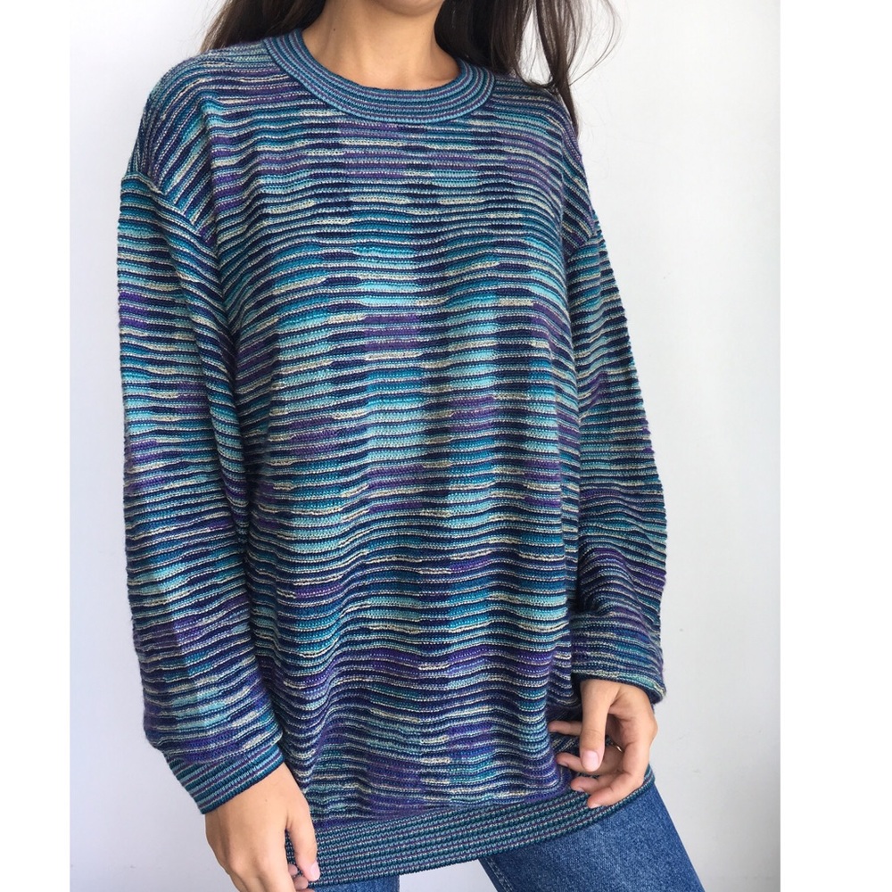 Vintage Missoni striped wool mohair knit sweater L - Picture 6 of 8